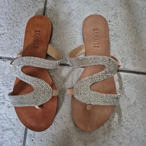 Dressy Rhinestone flat sandals - Picture 1 of 1